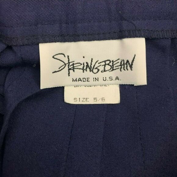 Vintage 90s Pleated Schoolgirl Skirt S Navy Blue Belted Knee Length Button Zip - Picture 5 of 5